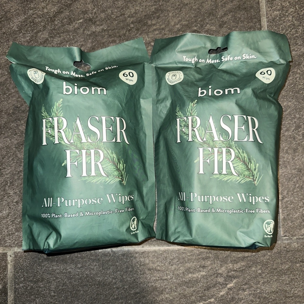 Biom Fraser Fir All-Purpose Wipes 60 Count (2-Pack) Plant-Based Cleaning Wipes